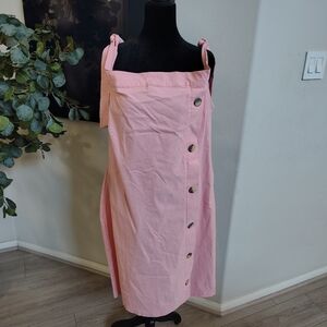 Ashley Stewart Pink Tie-Shoulder Button-Front Midi Dress Size 26/28